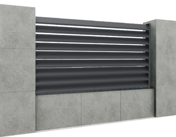Hliníkové plotové pole so šikmou jednodutinovou lamelou 20x105, 1,2x2m